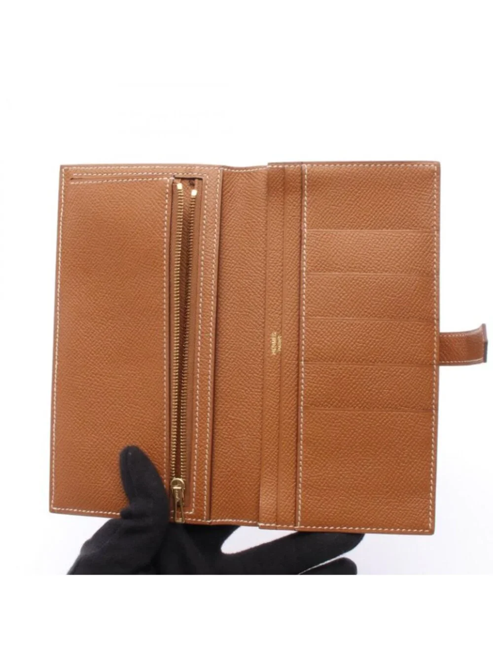 Hermes Bifold Wallet Bearn Souffle Gold Leather Calf